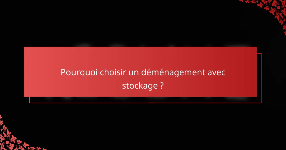 Pourquoi choisir un déménagement avec stockage ?