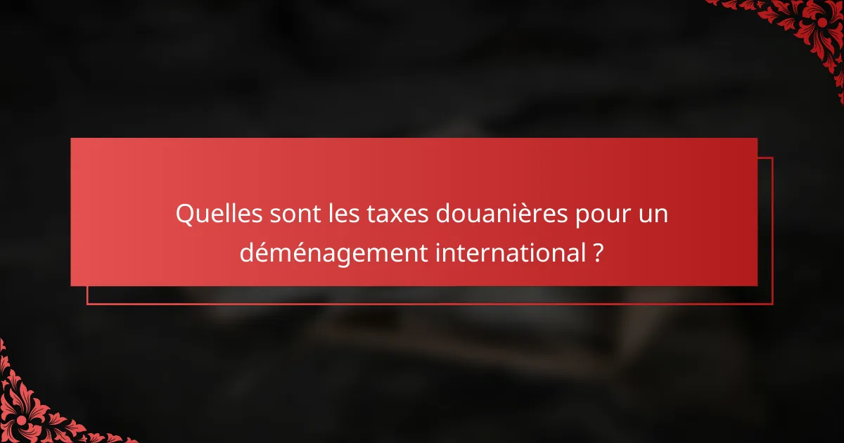 Quelles sont les taxes douanières pour un déménagement international ?