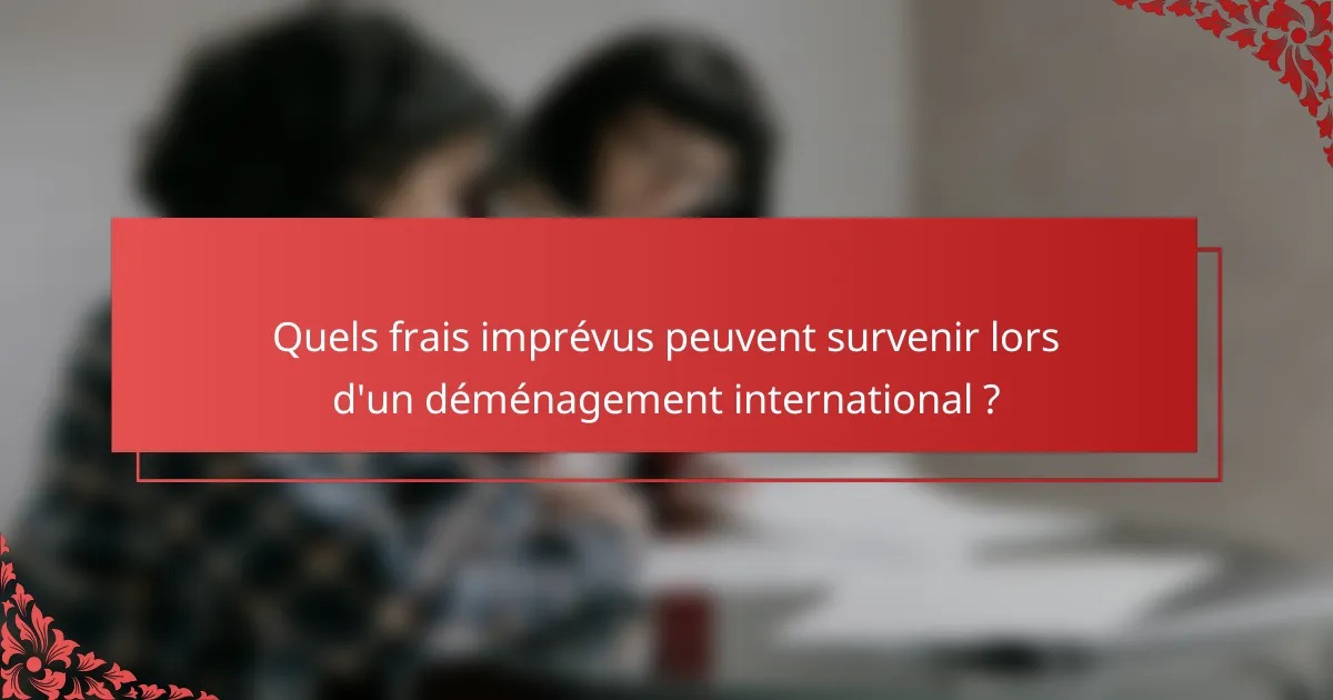 Quels frais imprévus peuvent survenir lors d'un déménagement international ?