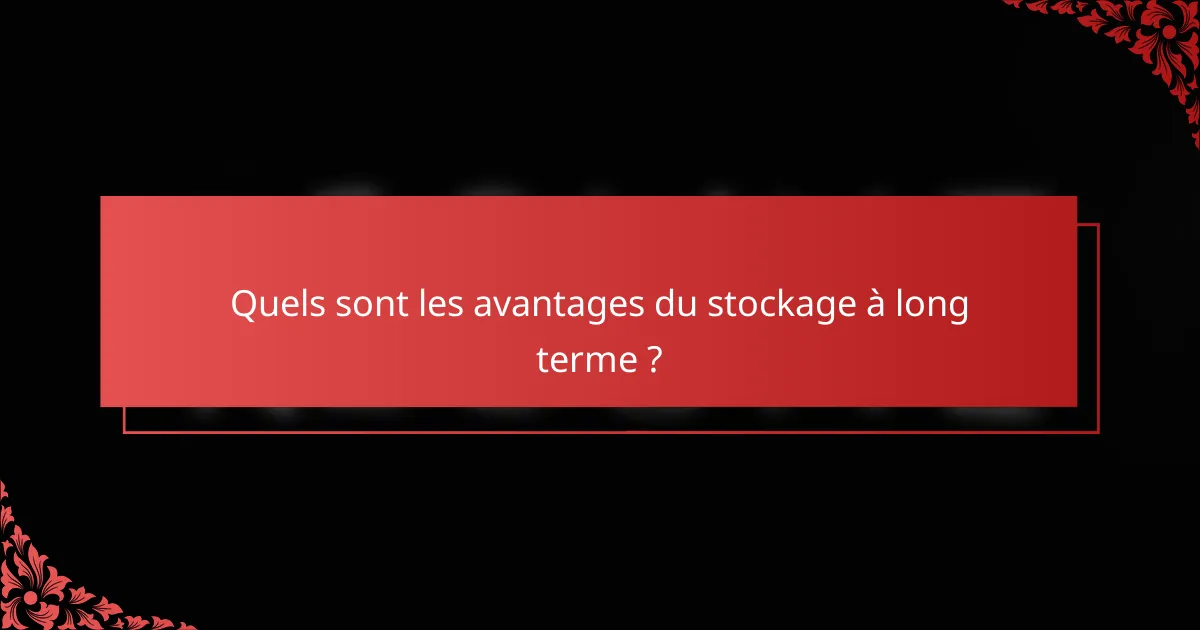 Quels sont les avantages du stockage à long terme ?